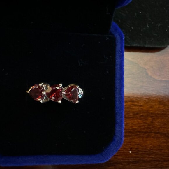 Garnet Three Stone Ring - Picture 1 of 5